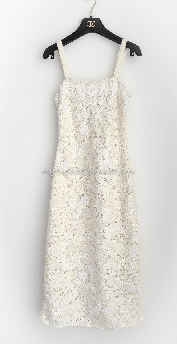 CHANEL 21S Runway Embroidered Knit Dress 34