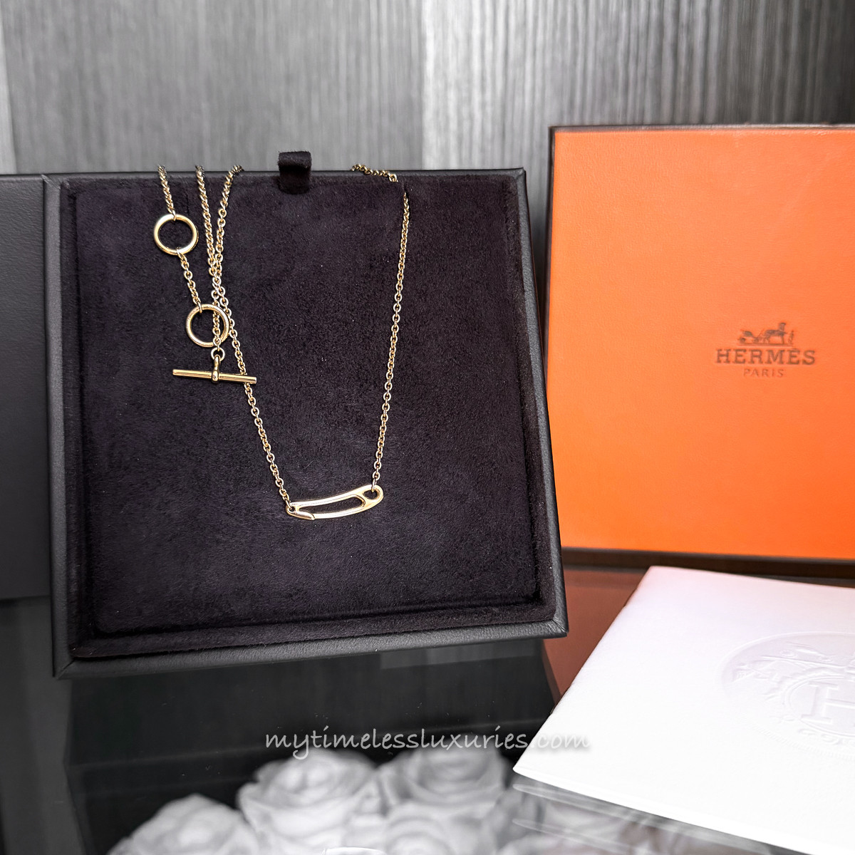 HERMES Mini Punk Necklace Rose Gold ST