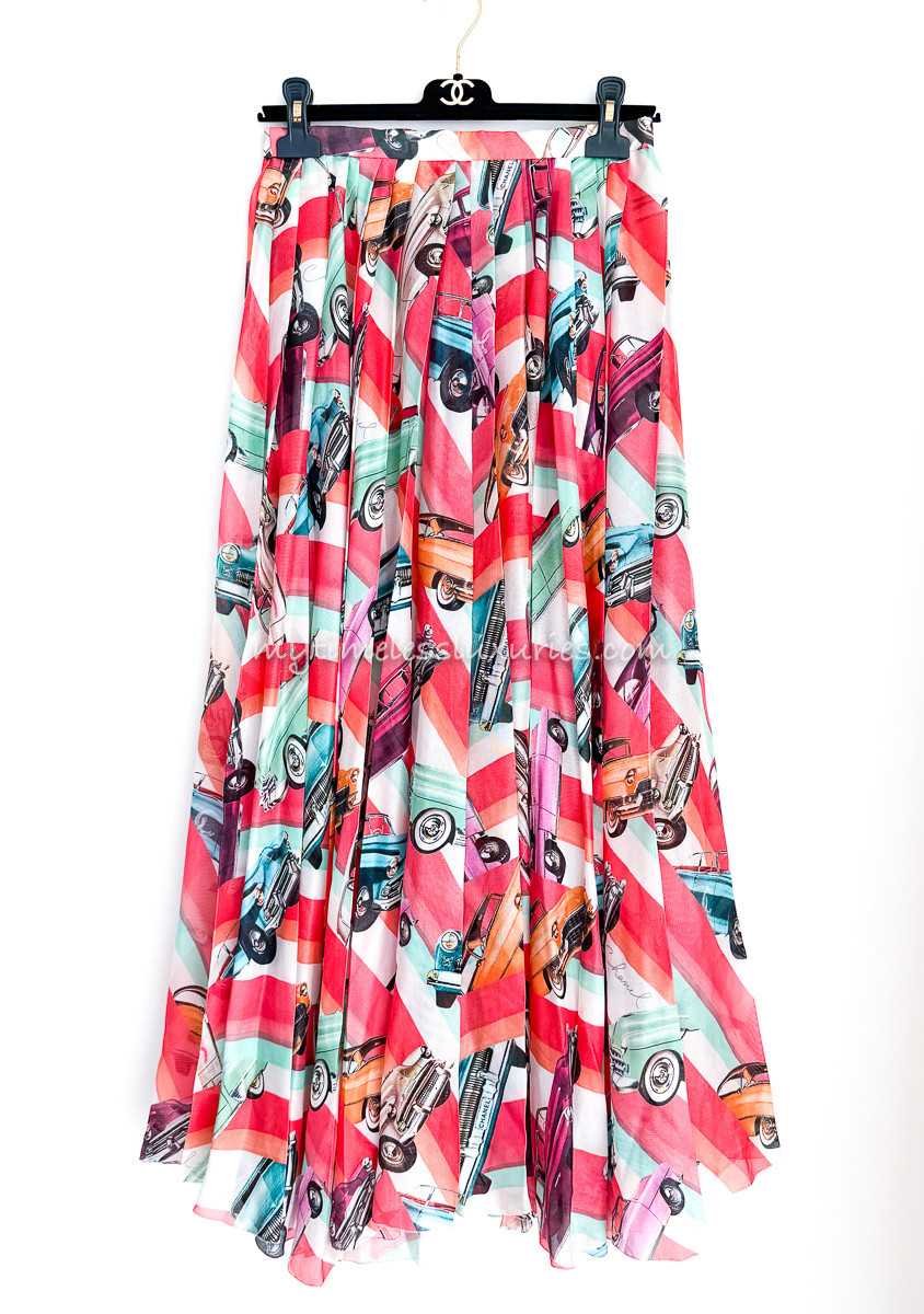 CHANEL 17C Cuba Runway Pleated Silk Skirt