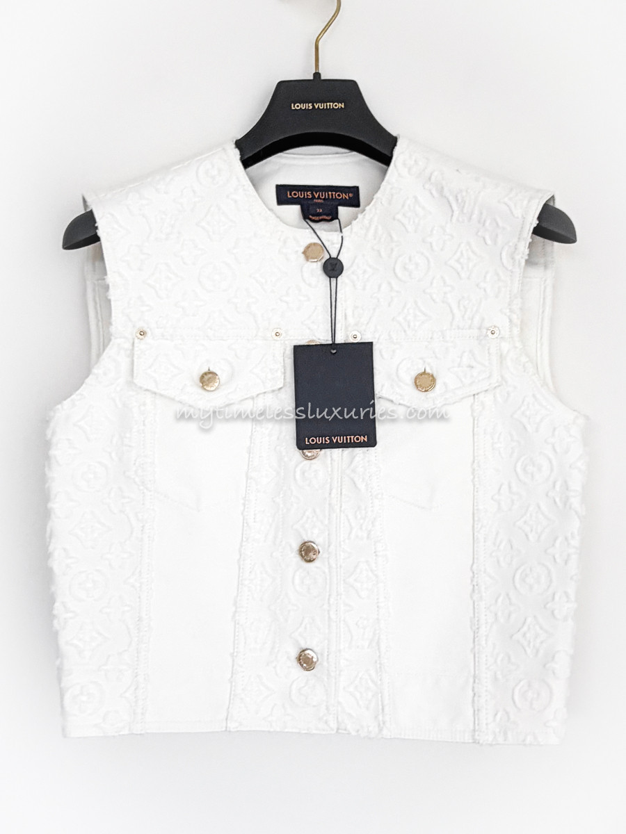 LOUIS VUITTON 25AW フレンチテリー モノグラム 半袖 LOUIS VUITTON 2025 Monogram Fil Coupé Sleeveless Denim Jacket