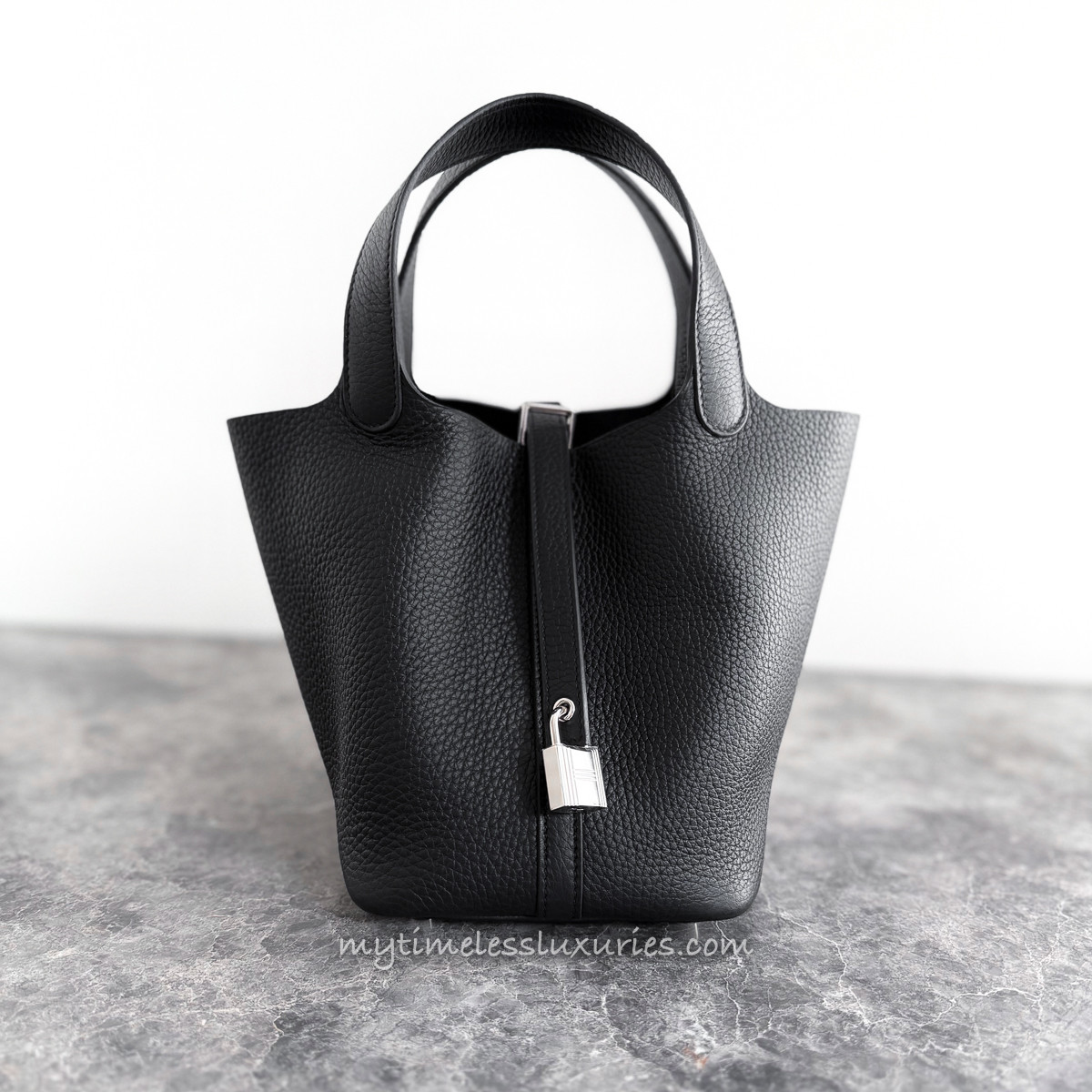 HERMES Picotin 18 Noir Clemence PHW K *New - Timeless Luxuries