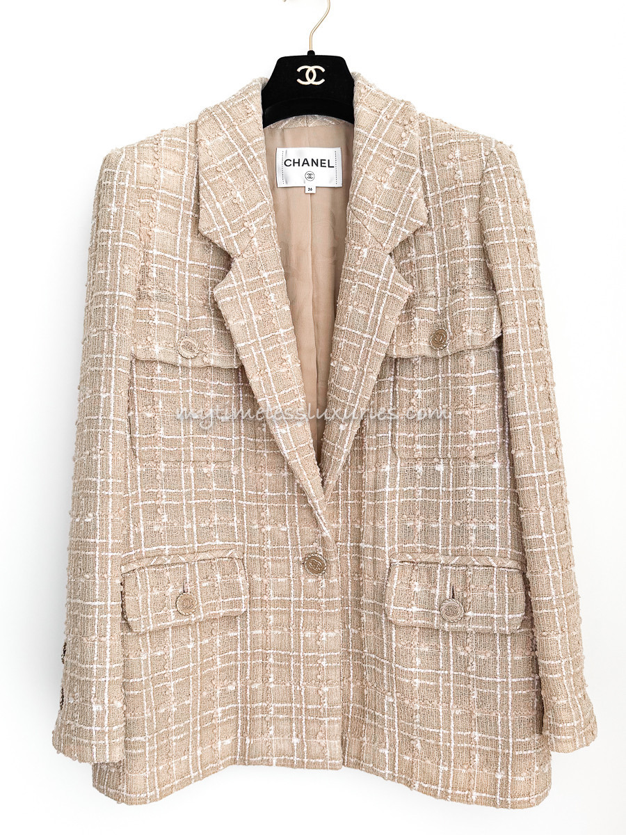 CHANEL 19S Beige Fantasy Tweed Jacket 36 - Timeless Luxuries