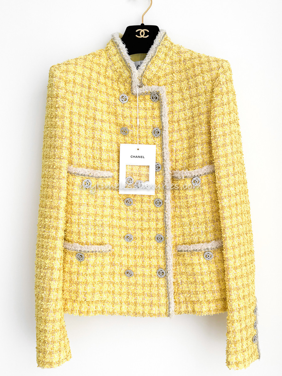 CHANEL 20P Yellow Fantasy Tweed Jacket 34 *New