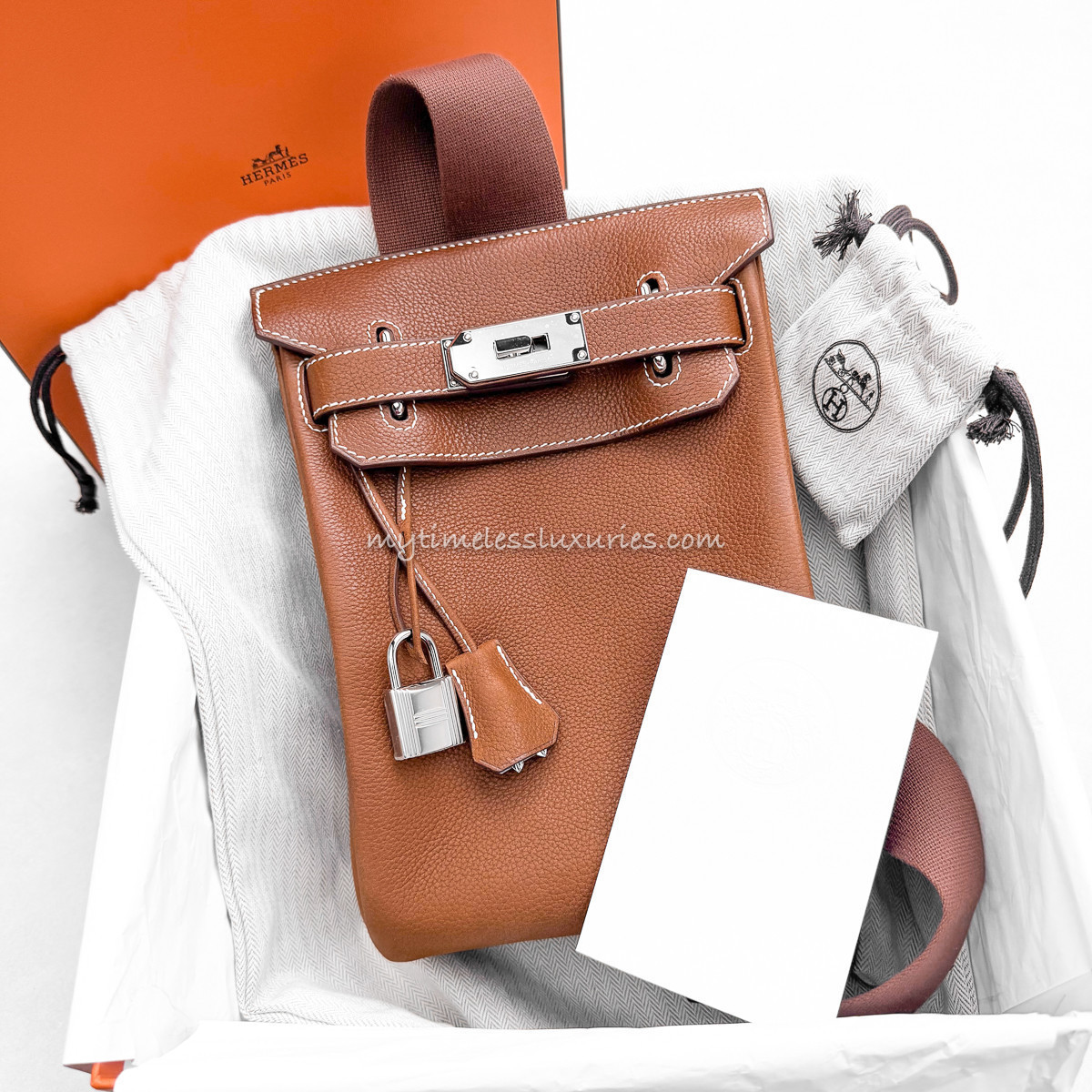 HERMES HSS Special Order Hac a Dos PM Fauve Barenia/ Gris Perle K
