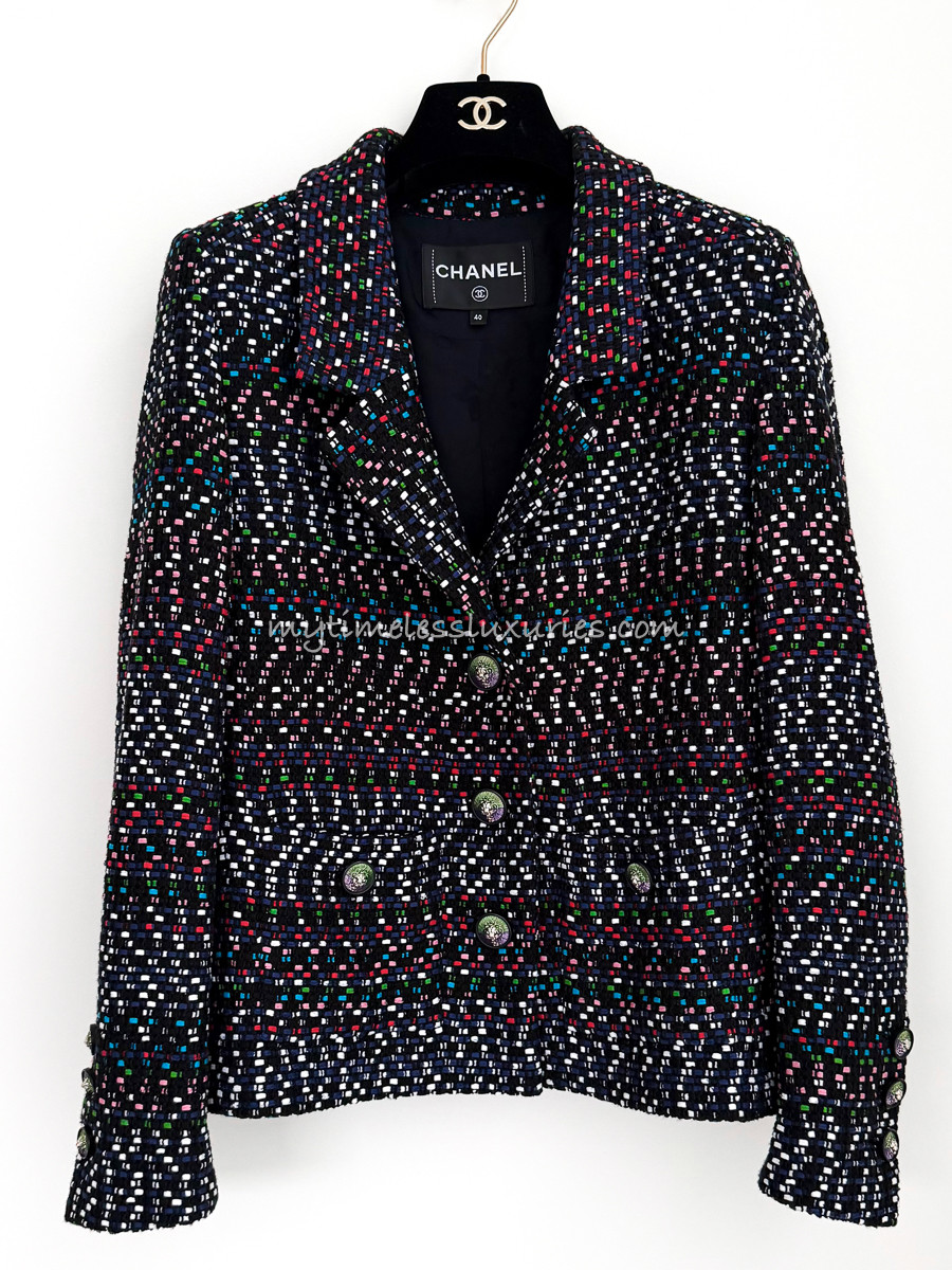 CHANEL 17P Tweed Blazer Jacket Lion Buttons