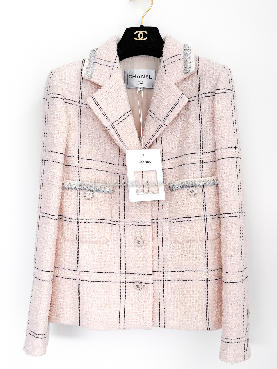 CHANEL 21B Light Pink Tweed Blazer Jacket 34 *New