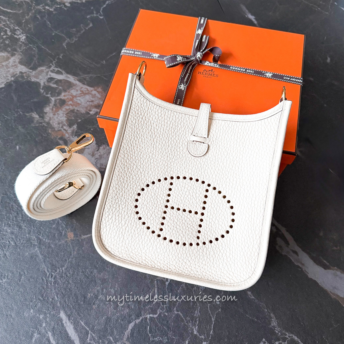 HERMES Mini Evelyne Nata Clemence GHW