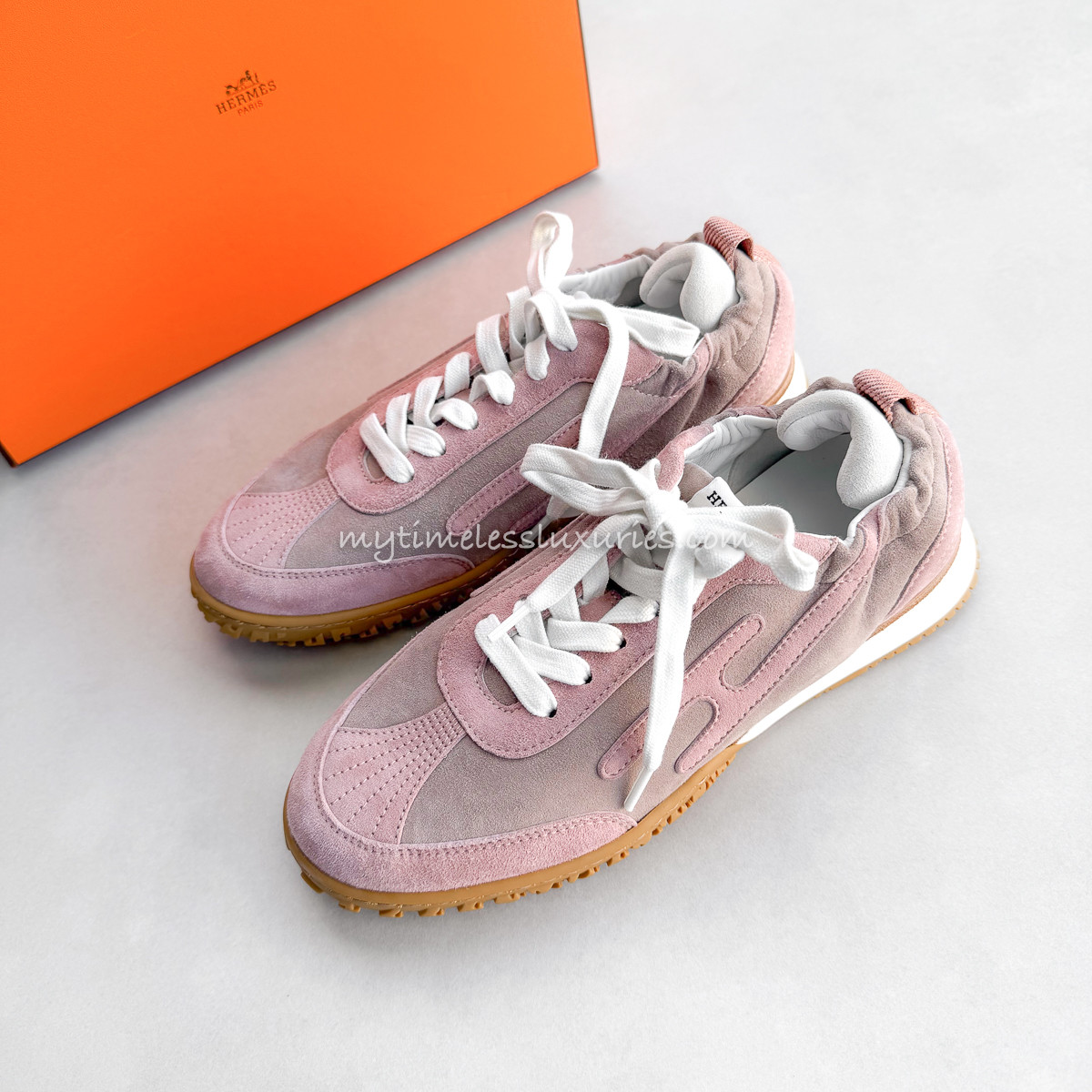 HERMES Jet Sneaker Rose Cancan/ Rose Aquarelle 35.5 *New