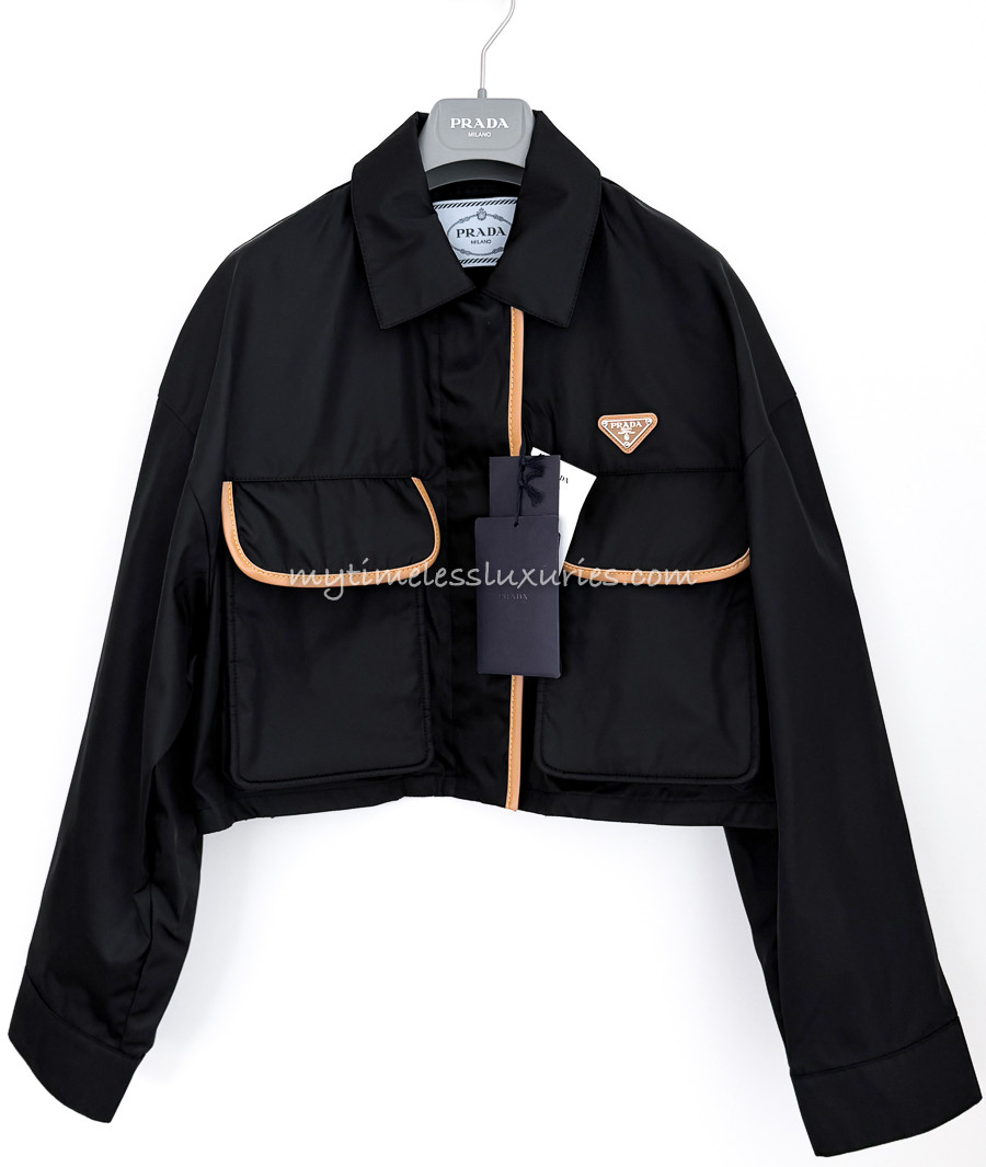 PRADA Re-Nylon Jacket Leather Trim 36 *New - Timeless Luxuries