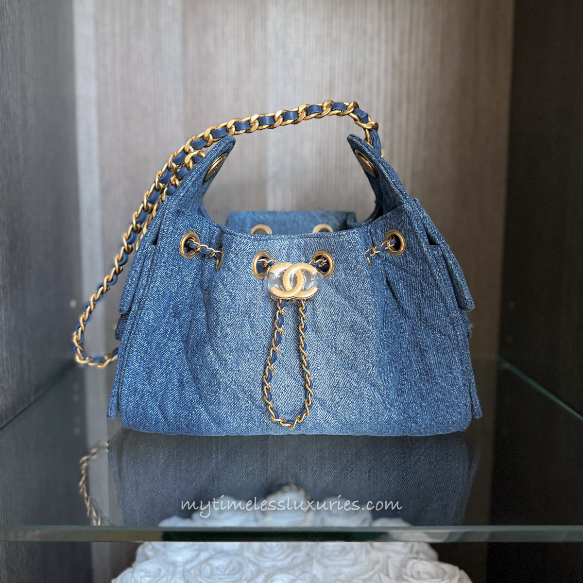 CHANEL Mini 25 Bag Blue Denim Gold Hw *New