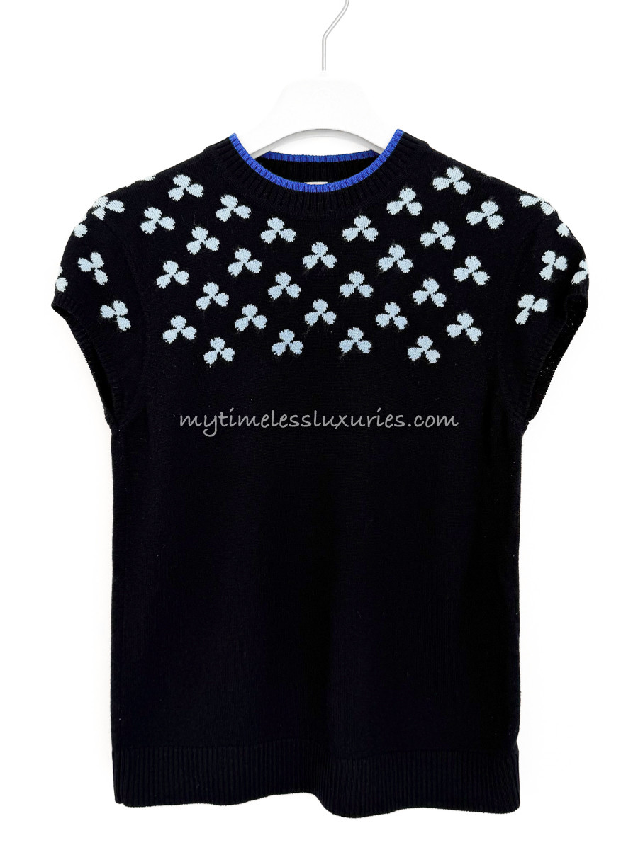 HERMES セーター HERMES Clover Print Short Sleeve Cashmere Sweater 36 - Timeless
