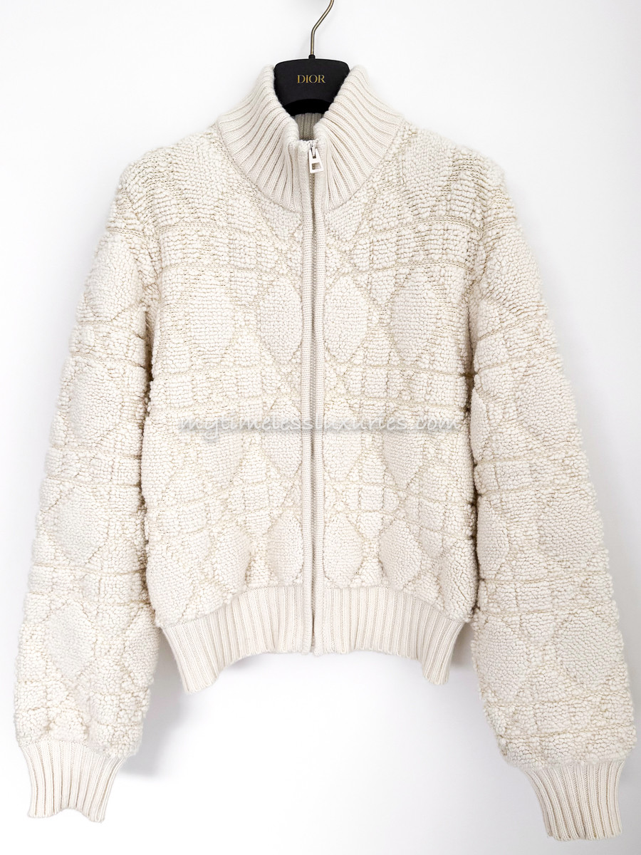 DIOR Macrocannage Zipped Cardigan/ Knit Jacket - Timeless Luxuries