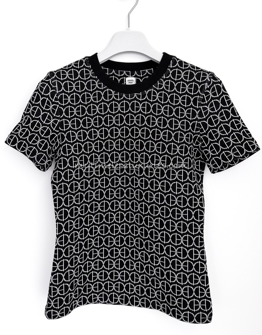 HERMES H Rond Jacquard Knit Micro T-shirt Top 34