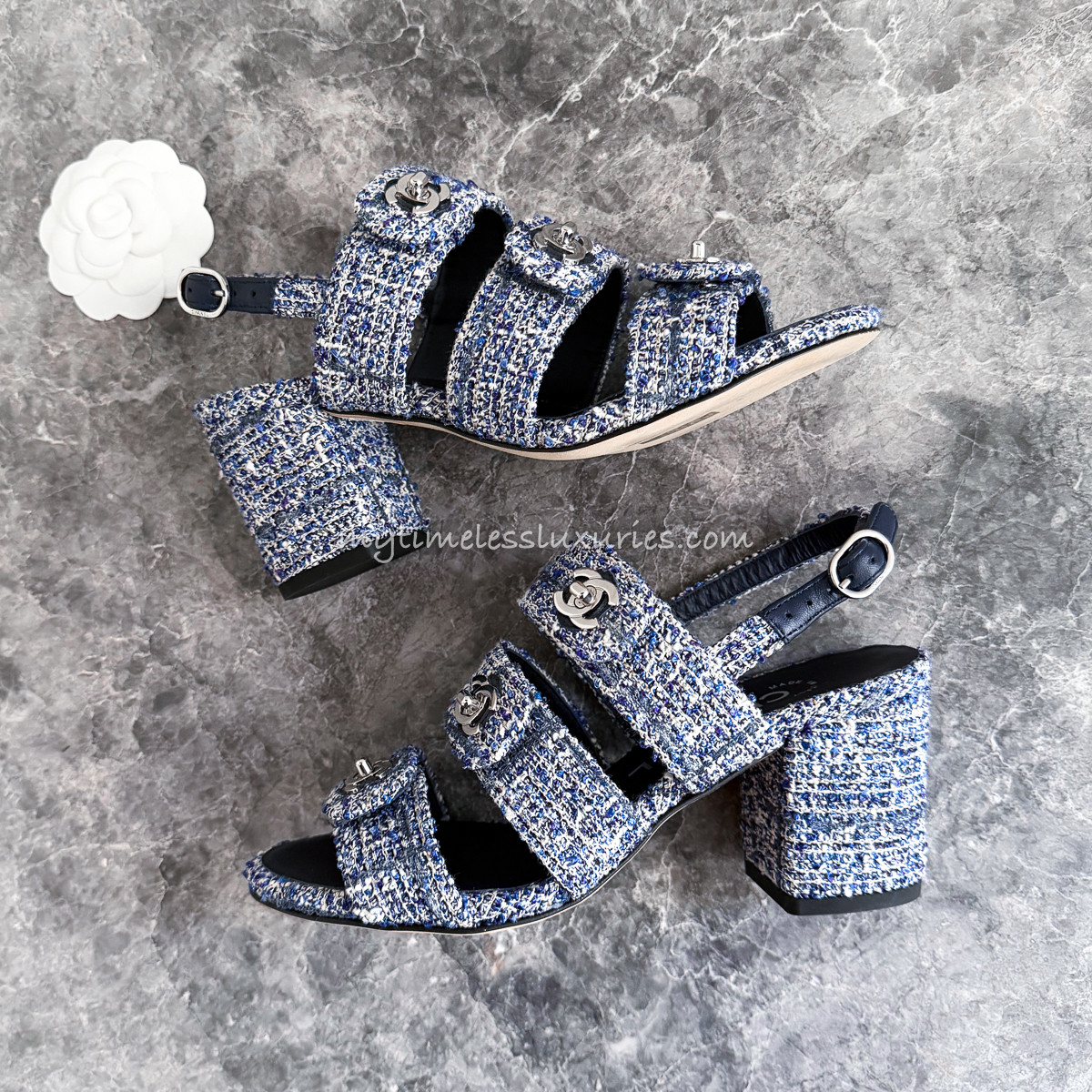 CHANEL CC Turnlock Slingback Sandals 35 *New