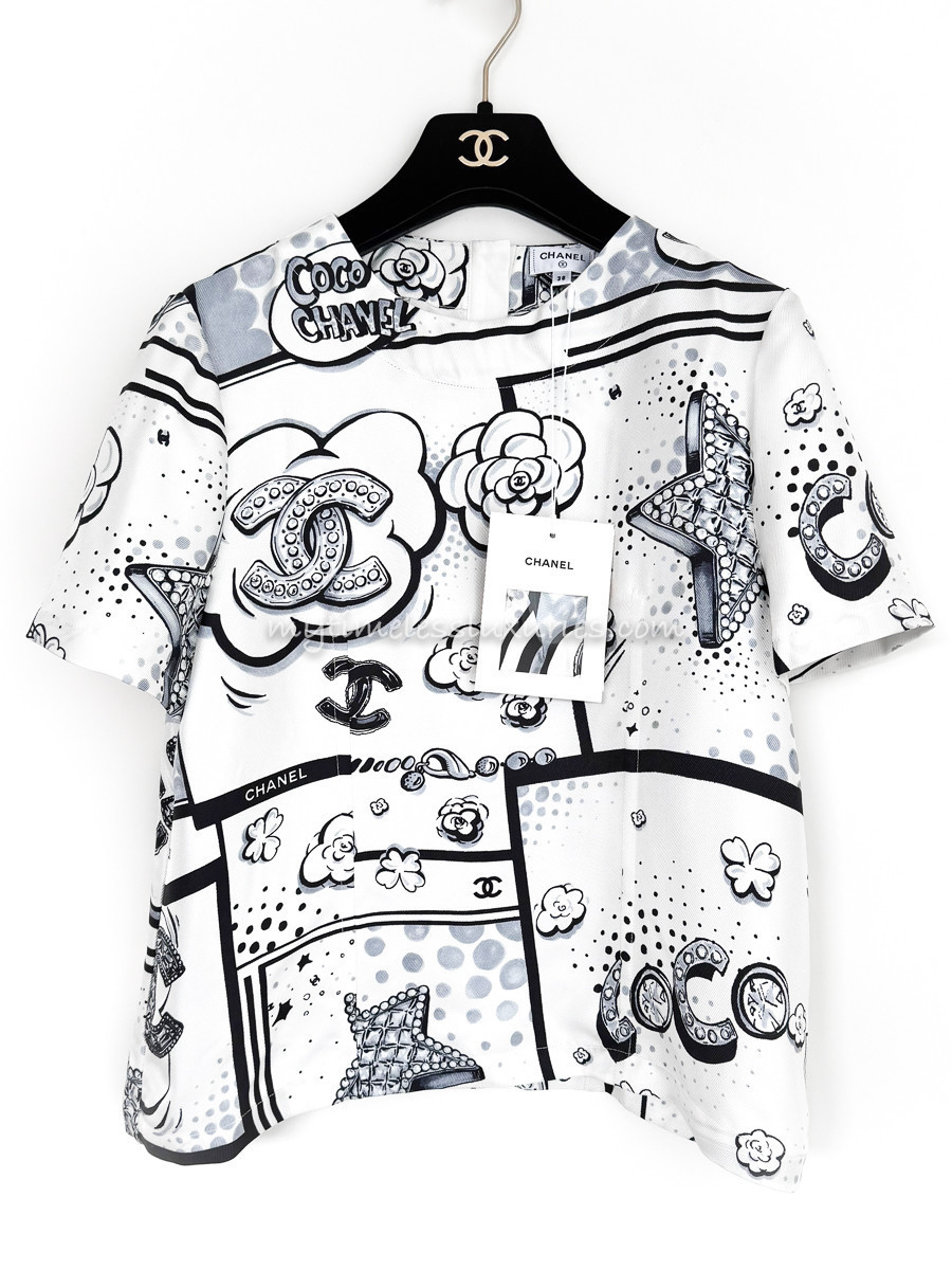 CHANEL 25B Printed Silk Top *New