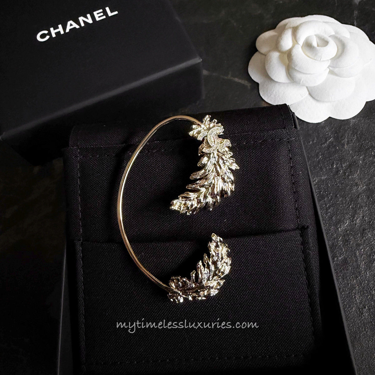 CHANEL 25S Runway Feather Ear Cuff *New