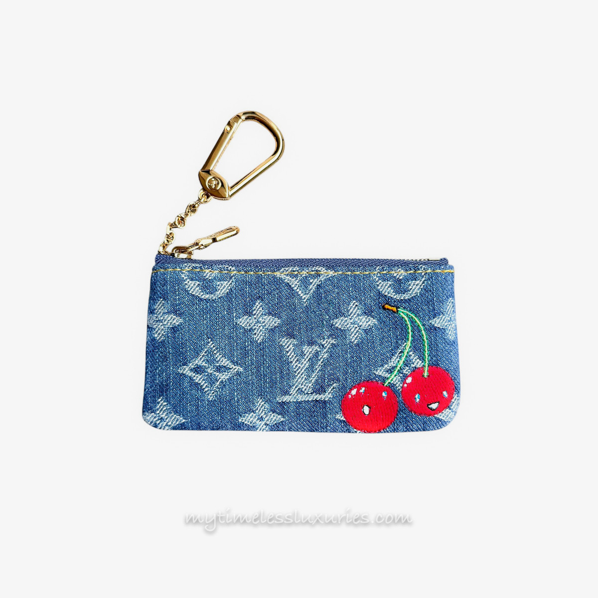 LOUIS VUITTON LV x TM Cerises Denim Pochette Cles Key Pouch