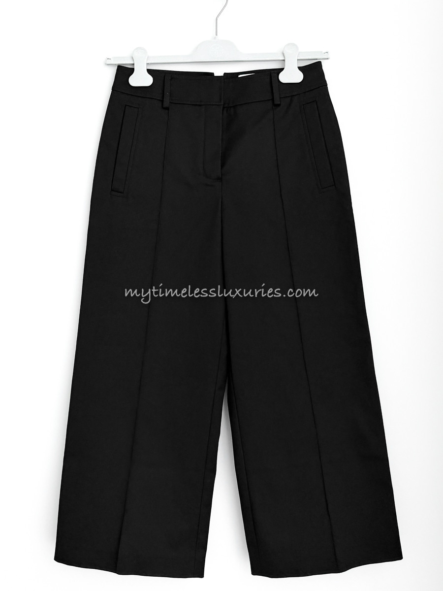 HERMES Stretch Cotton Twill Cropped Pants 38 Noir
