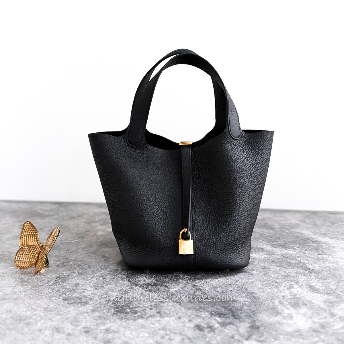 HERMES Picotin Lock 22 Noir Clemence GHW K *New - Timeless Luxuries