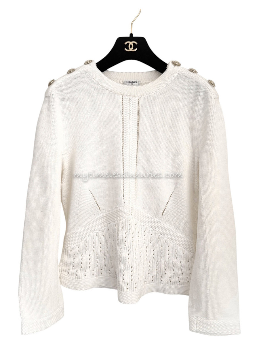 CHANEL 21C Cotton Pullover CC Buttons 36