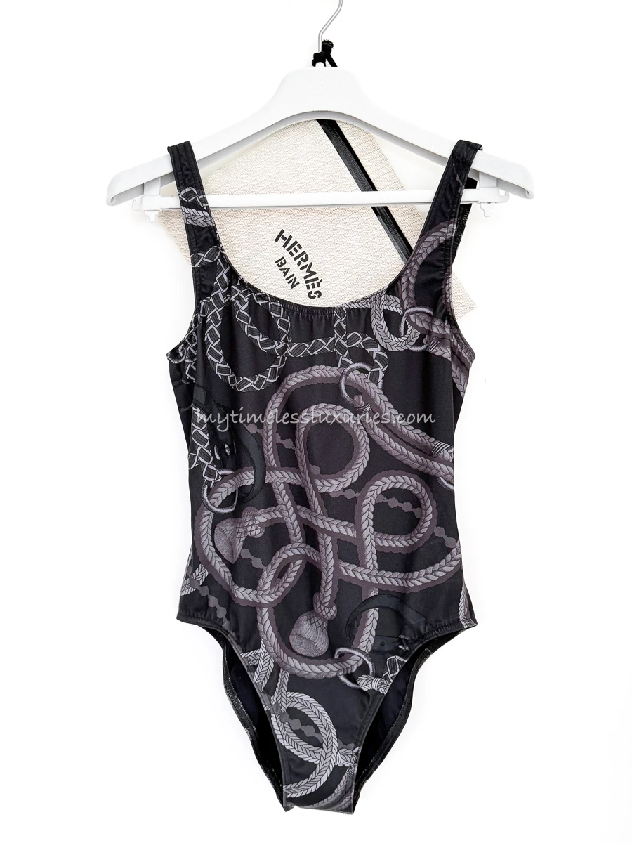 HERMES Francesca Swimsuit Gris Charbon 36 *New