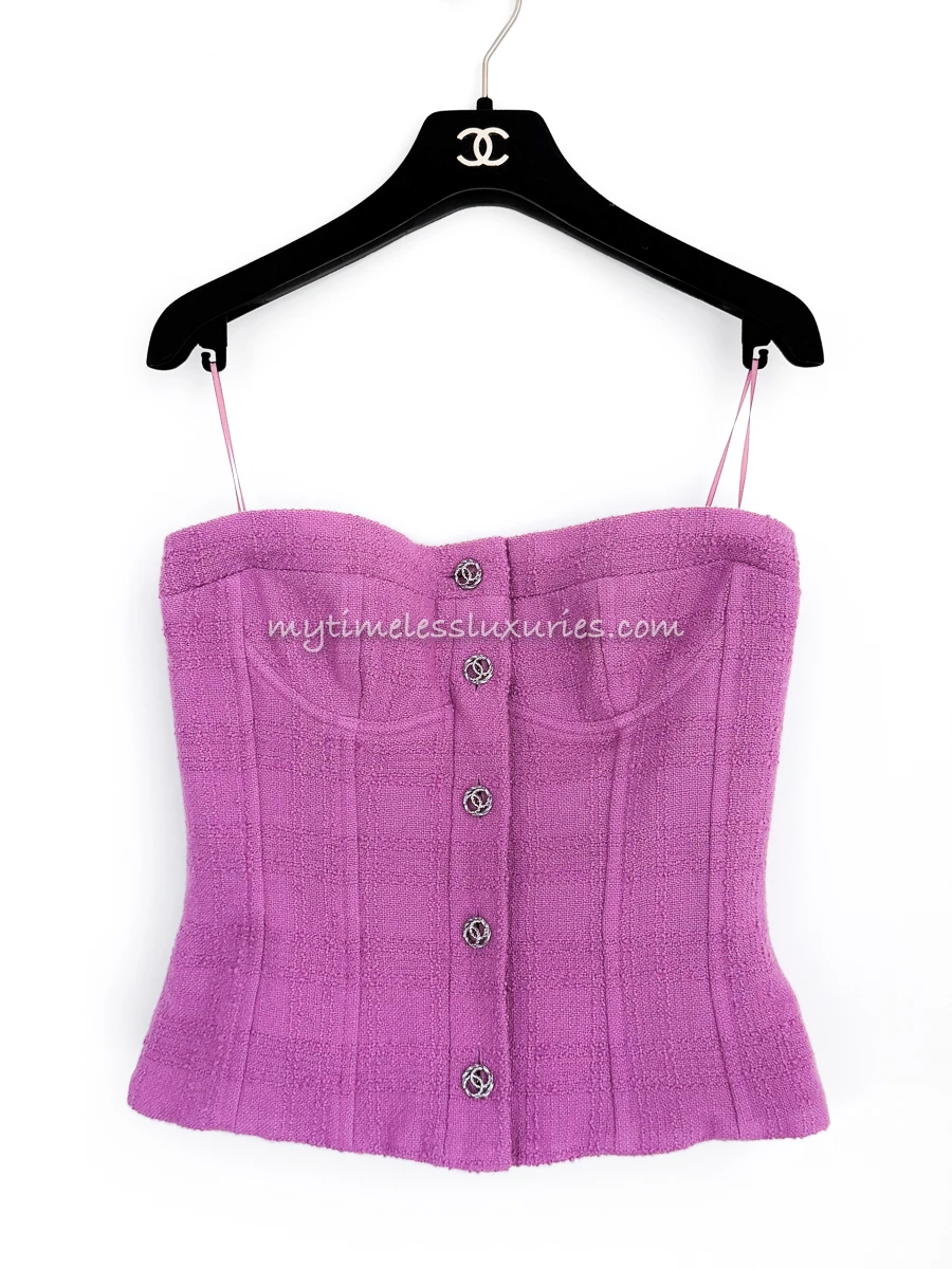 CHANEL 23B Bustier/ Corset Style Tweed Top 36
