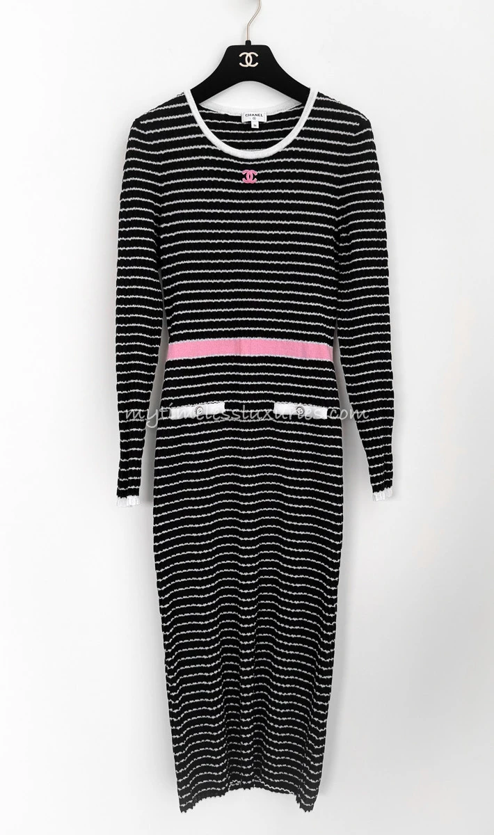 CHANEL 24P CC Logo Midi Dress 36