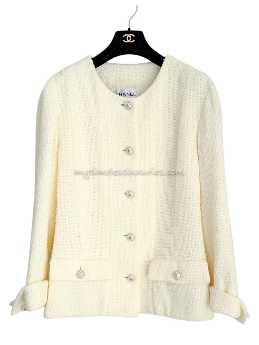 CHANEL 23S Light Yellow Tweed Jacket