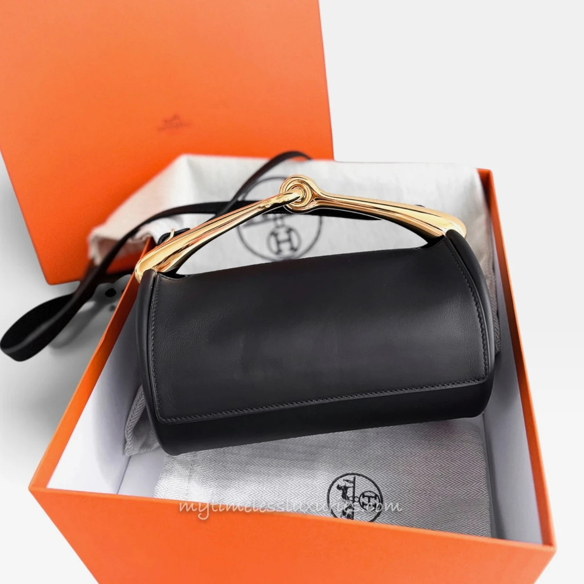 HERMES Maximors II Bag Noir Swift GHW W
