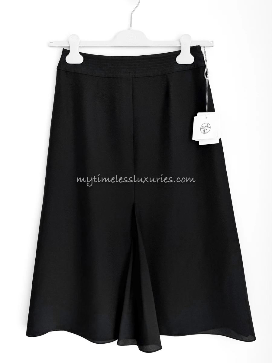 HERMES 2026 Flared Skirt 36 Noir *New