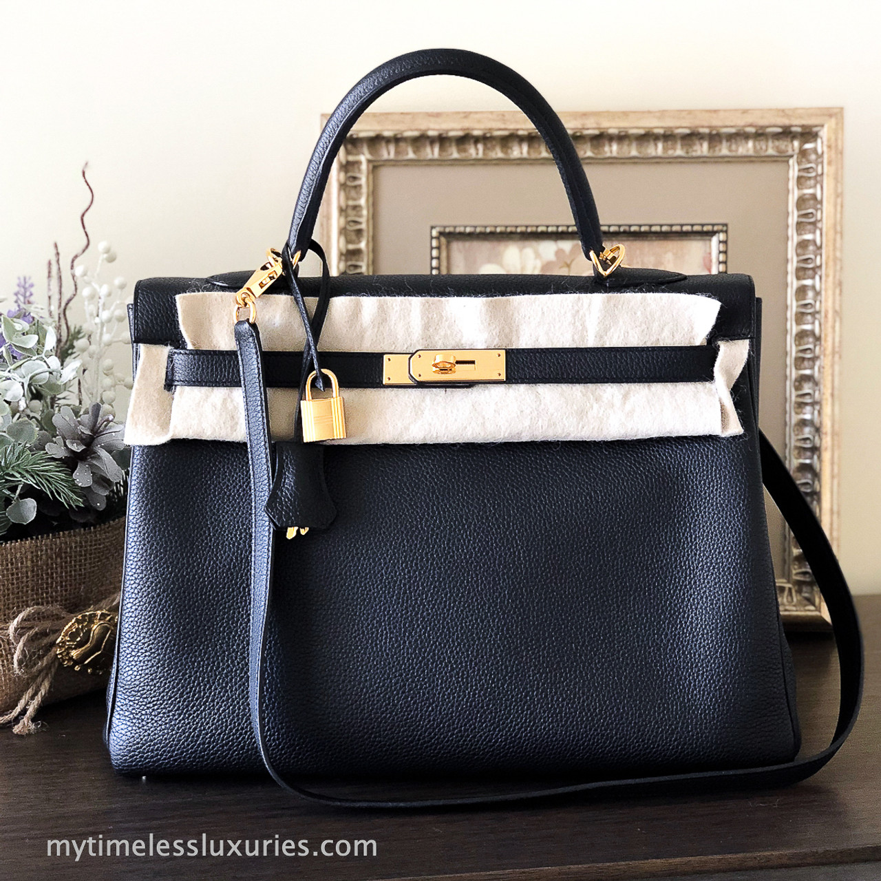 Hermes Kelly 32 Retourne Black Togo