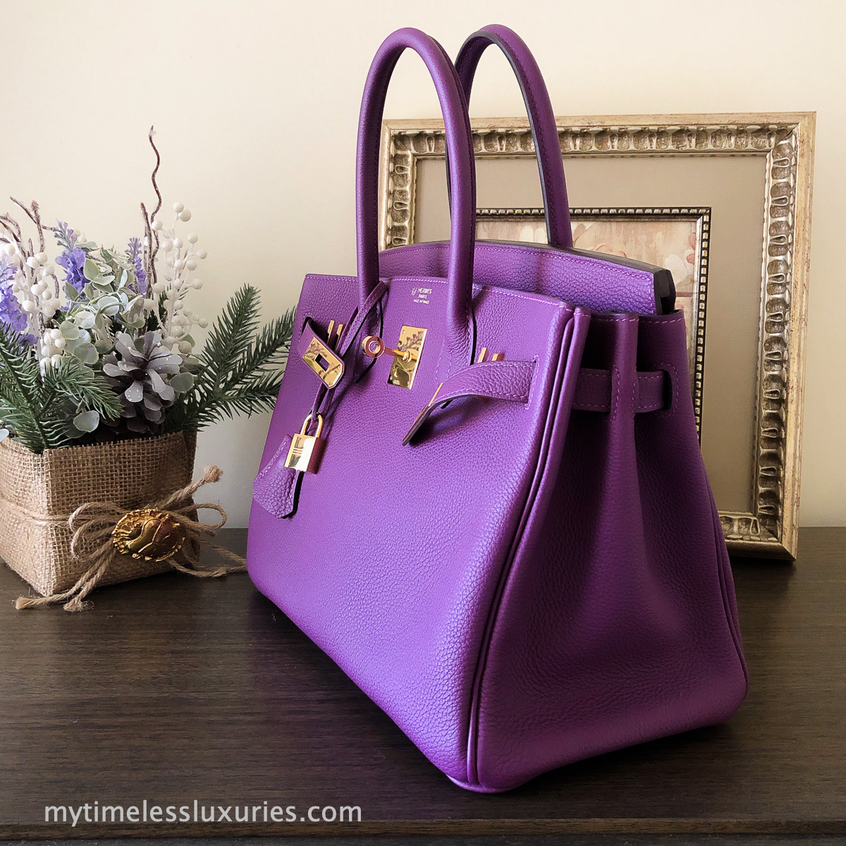 HERMES Birkin 30 HSS Special Order Anemone Togo Gold Hw A/ 2017