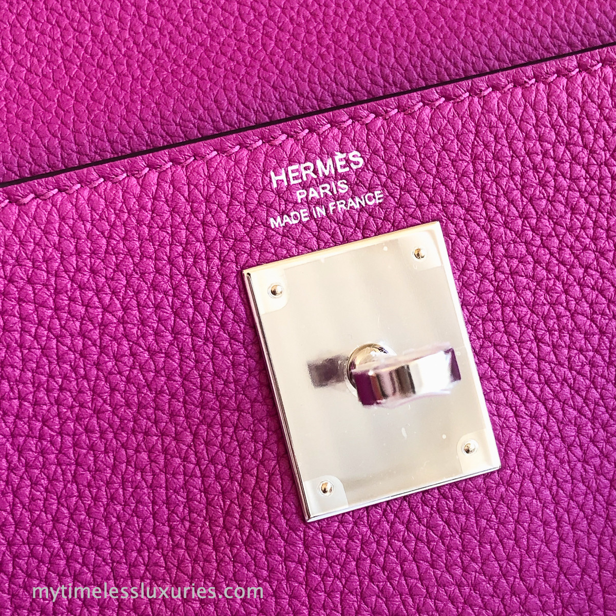 HERMES Kelly 28 Retourne Rose Pourpre Palladium Hw C/ 2018 *New