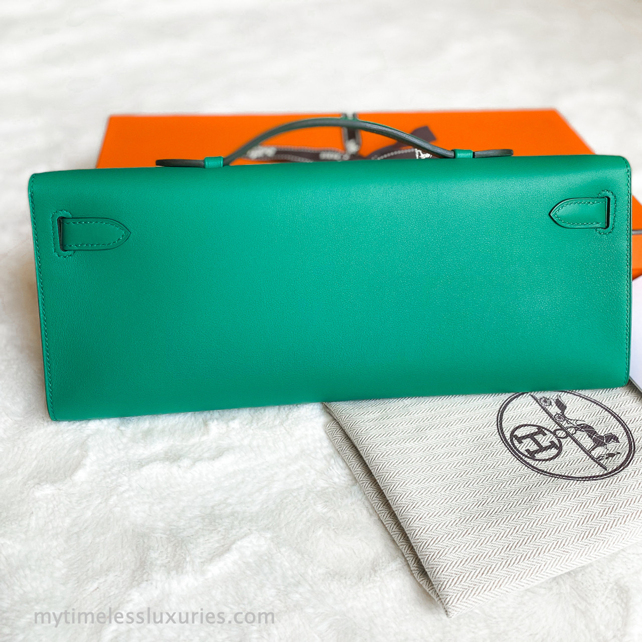 HERMES Kelly Cut Pochette Vert Vertigo Swift GHW A/ 2017 *New ...