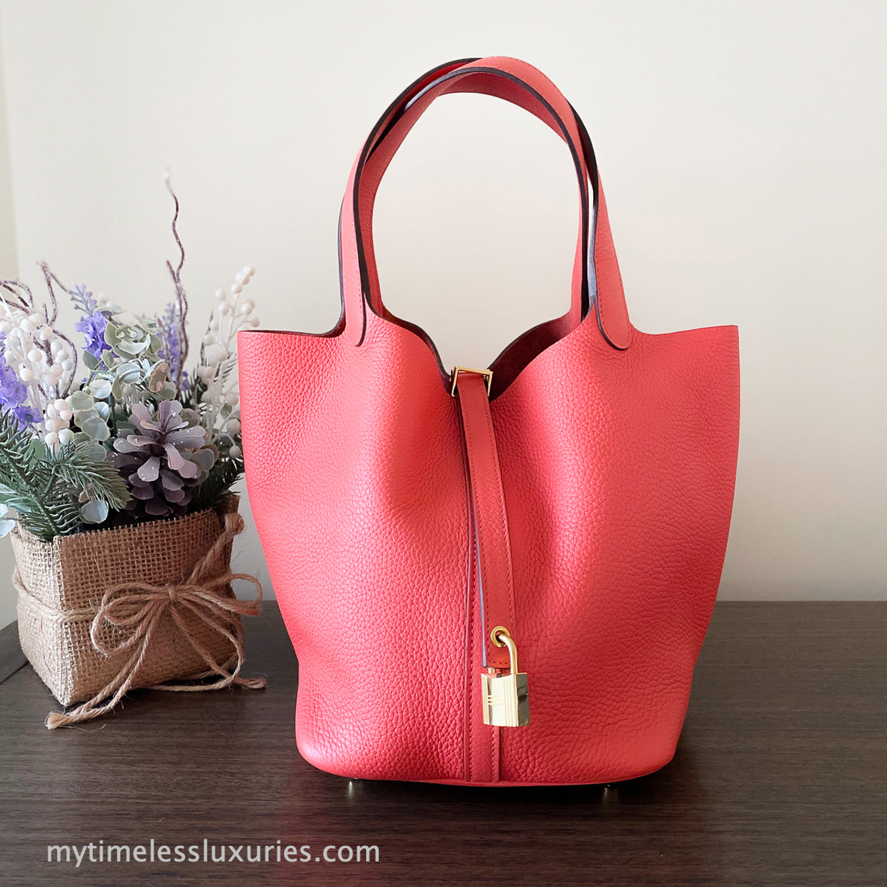 tas handbag Hermes Picotin 22 Rose Jaipur #P