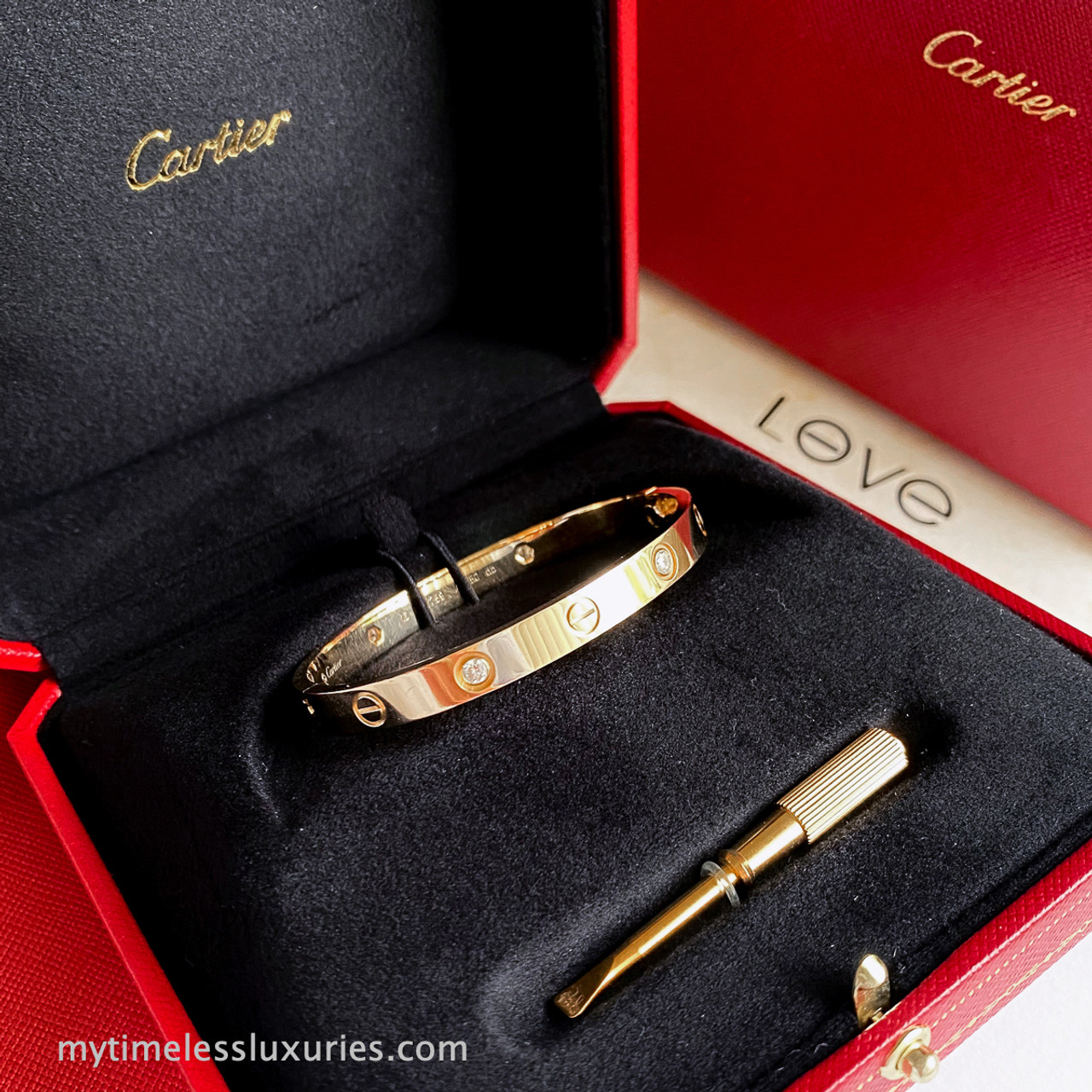 cartier love bracelet with four diamonds