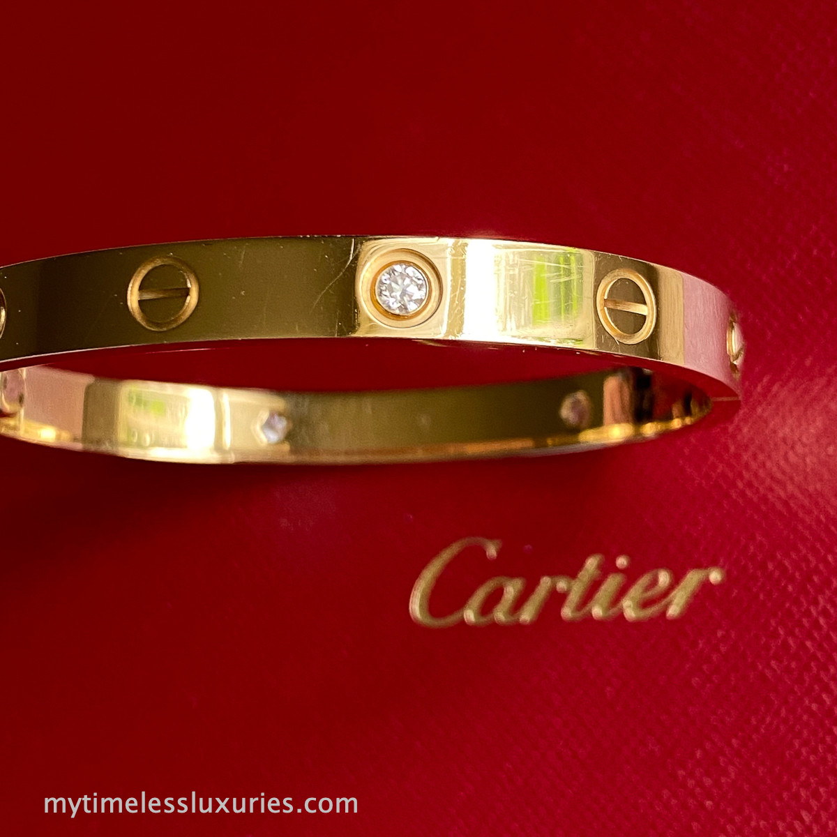 CARTIER Love Bracelet 4 Diamonds 18K YG 16 - Timeless Luxuries