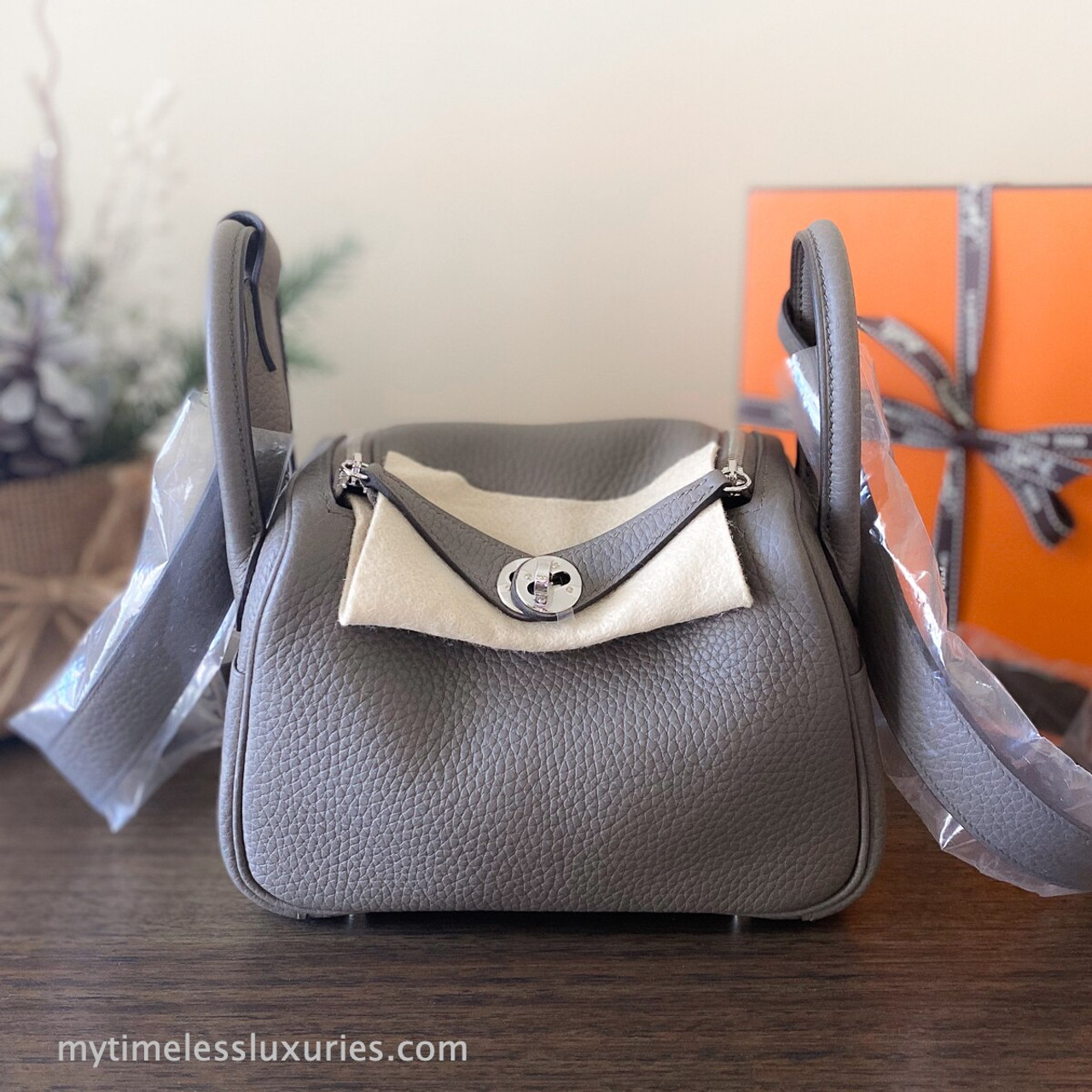 HERMES Mini Lindy Clemence Gris Etain PHW *New - Timeless Luxuries