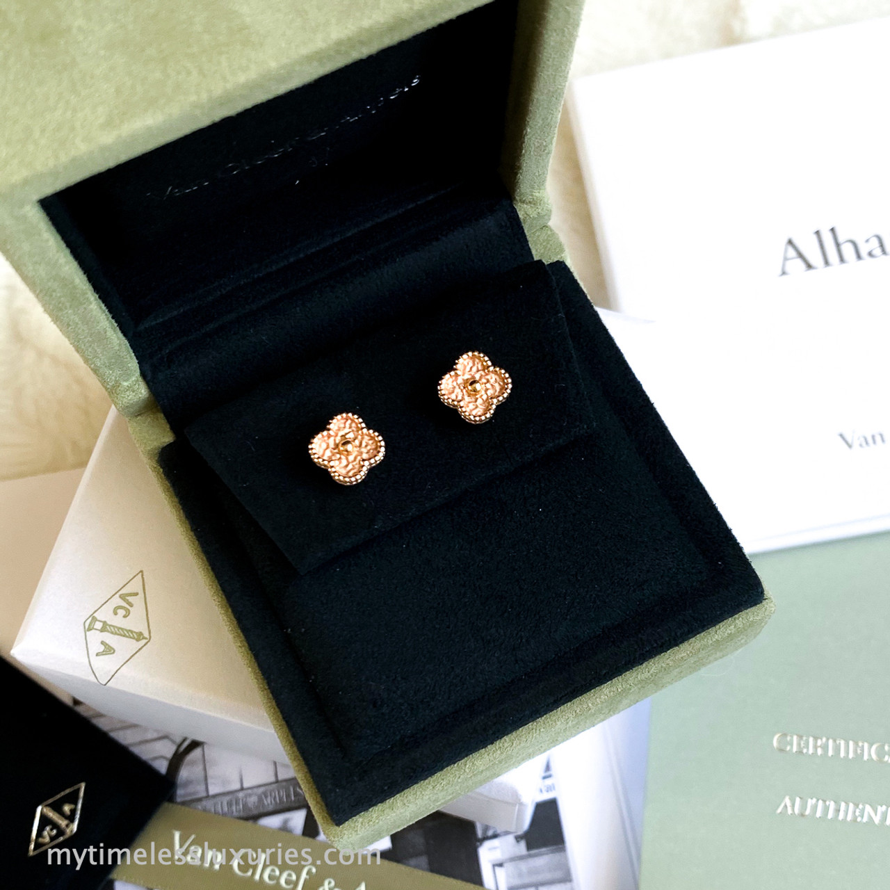 van cleef mini alhambra earrings