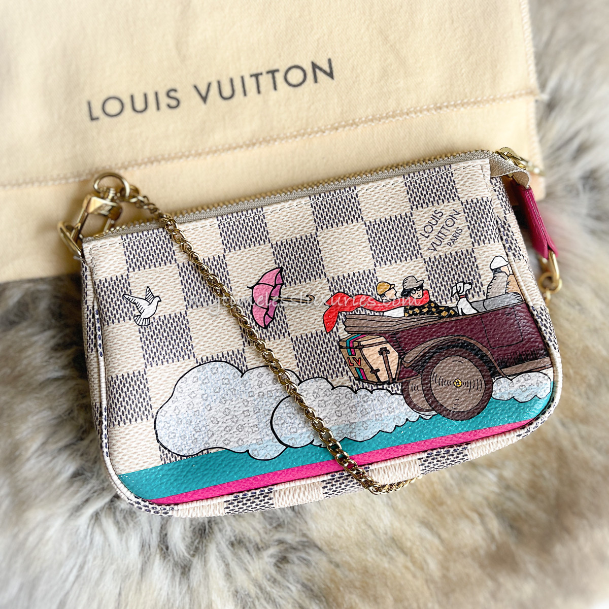 louis vuitton illustre evasion mini pochette damier azur timeless luxuries
