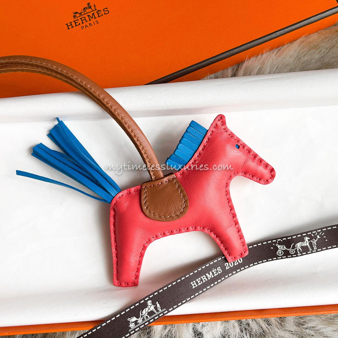 Hermes Rodeo PM Orange Poppy / Blue Zanzibar / Rose Azalee Bag