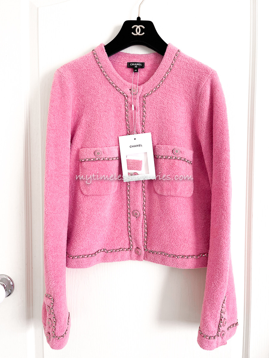 chanel pink cardigan
