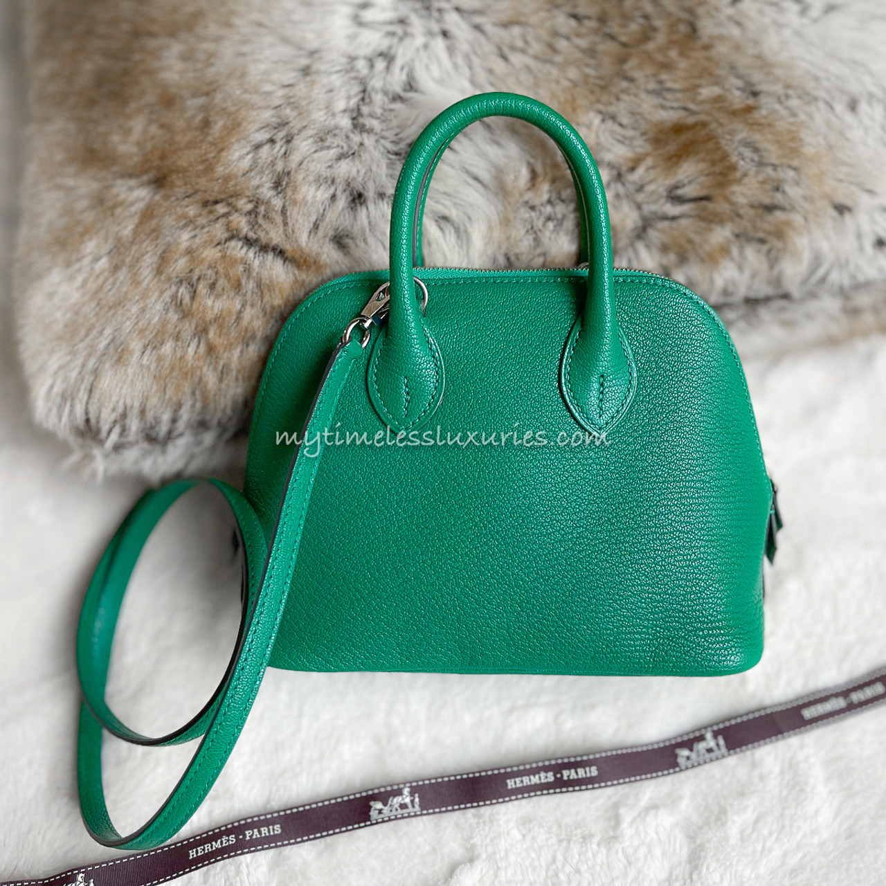 HERMES Mini Bolide Vert Vertigo Chèvre PHW - Timeless Luxuries