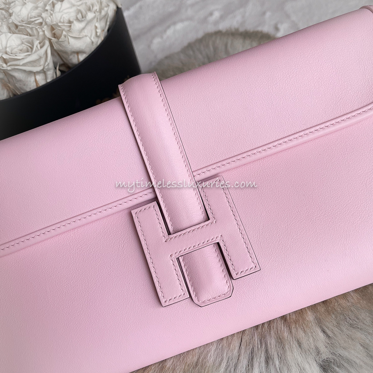 HERMES Jige Elan 29 Clutch Rose Sakura Swift Z *New - Timeless