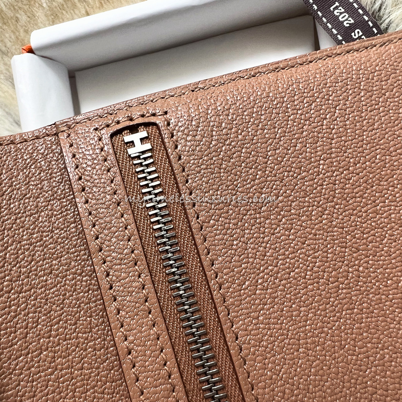 HERMES Bearn Compact Wallet Quebracho Chèvre Mysore Z *New
