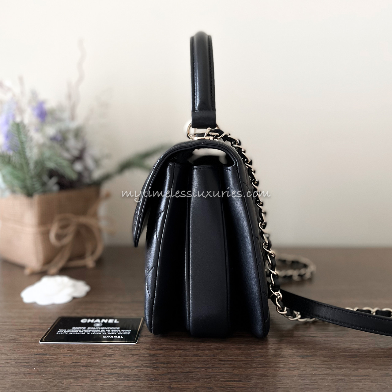 CHANEL 2021 Black Lambskin Small Trendy CC Lt Gold Hw