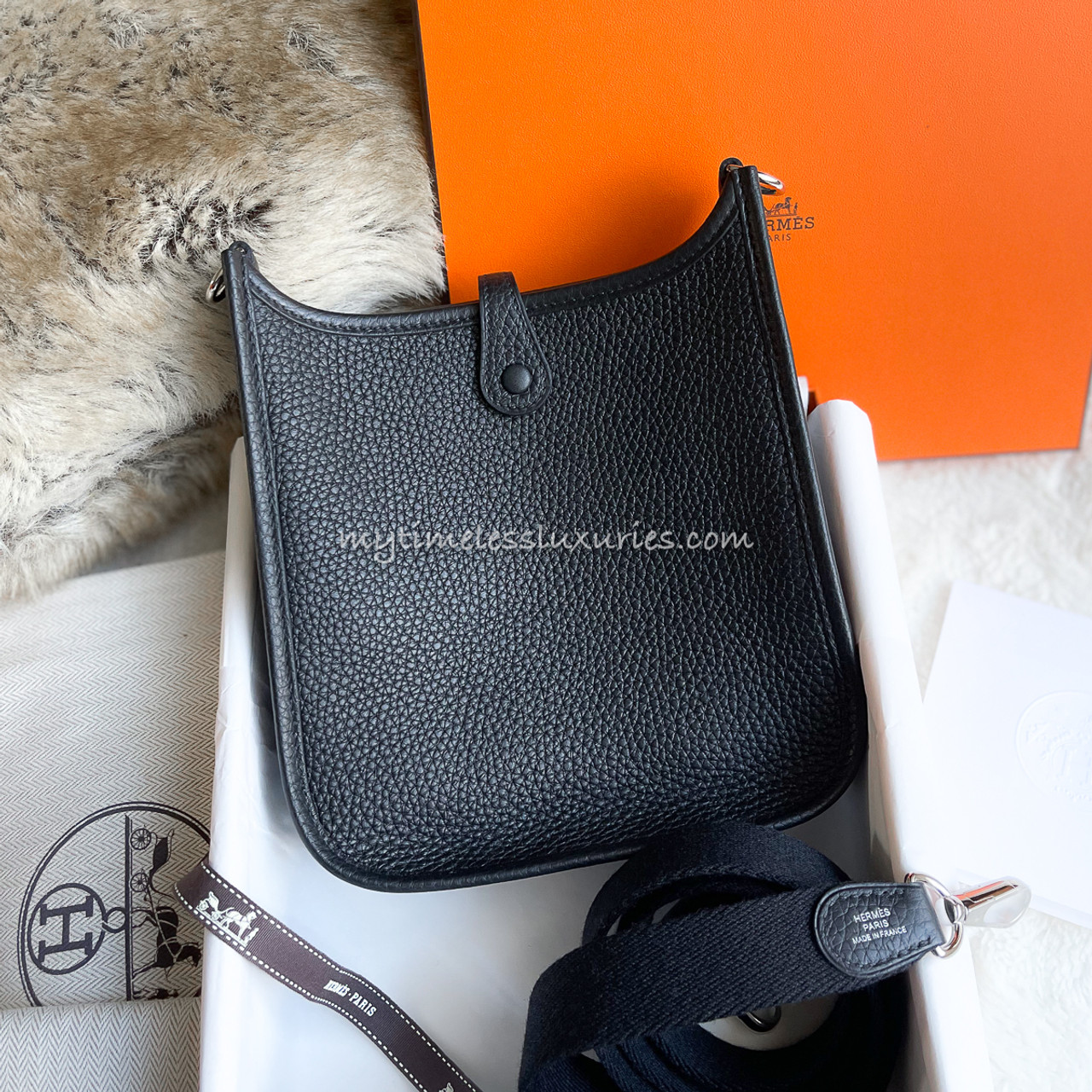 HERMES Mini Evelyne 16 TPM Noir Clemence PHW Z *New - Timeless Luxuries