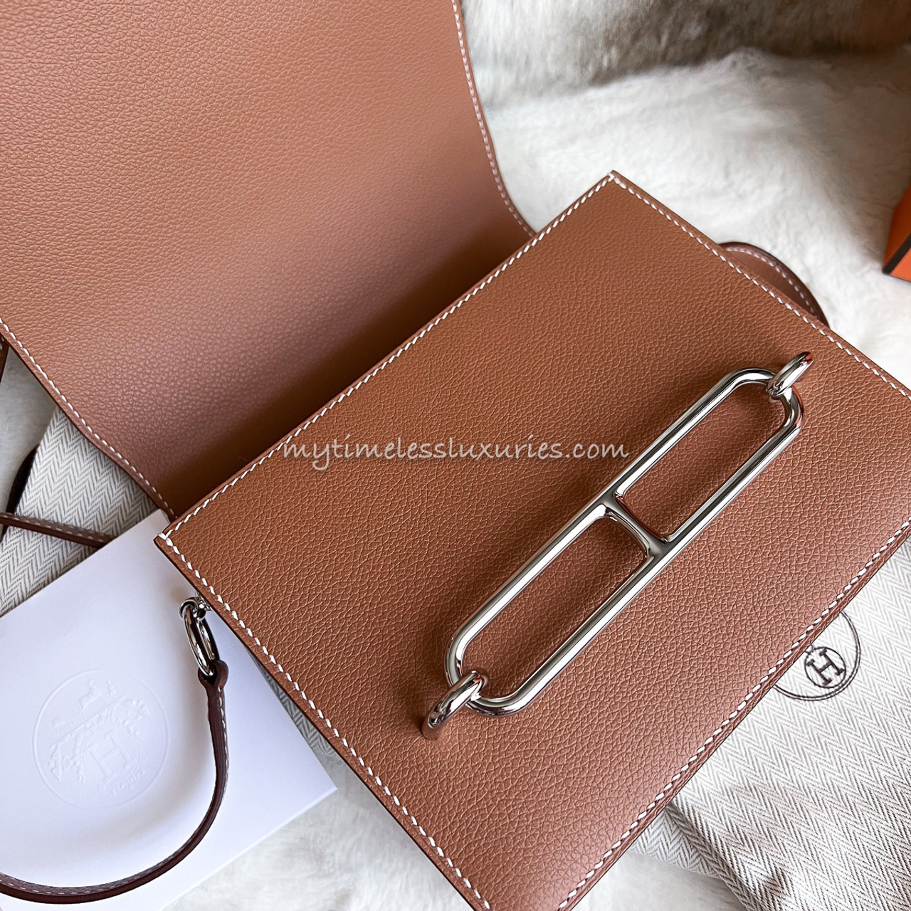 HERMES Roulis Mini Gold Evercolor PHW Z New Timeless Luxuries