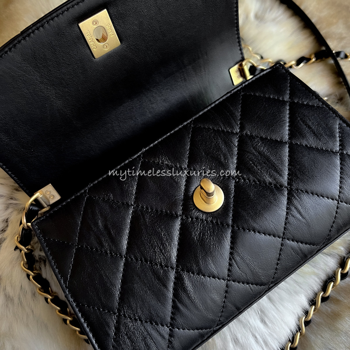 CHANEL 21S Black Calfskin Mini Top Handle Bag *New - Timeless Luxuries