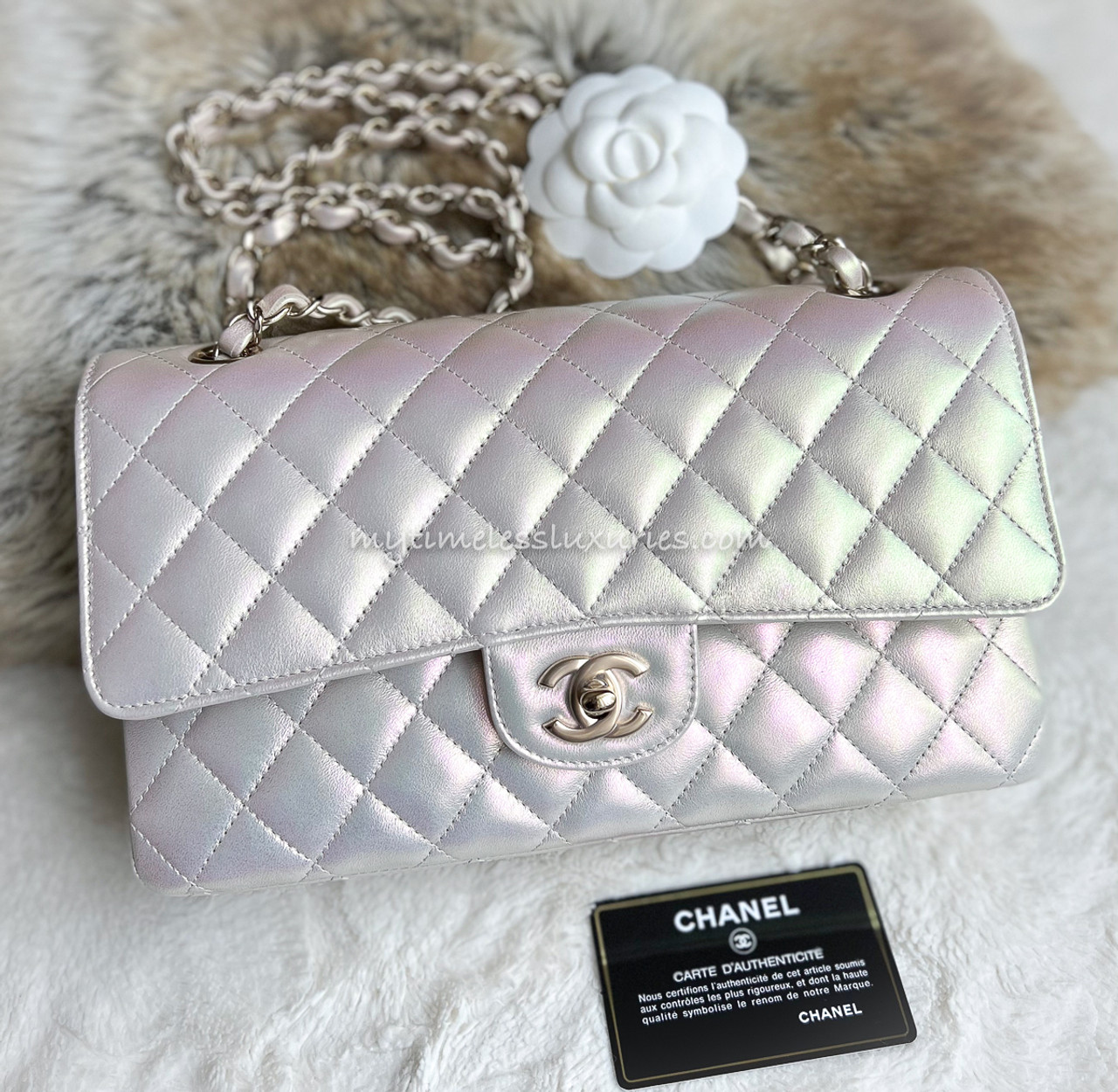 chanel iridescent ivory bag